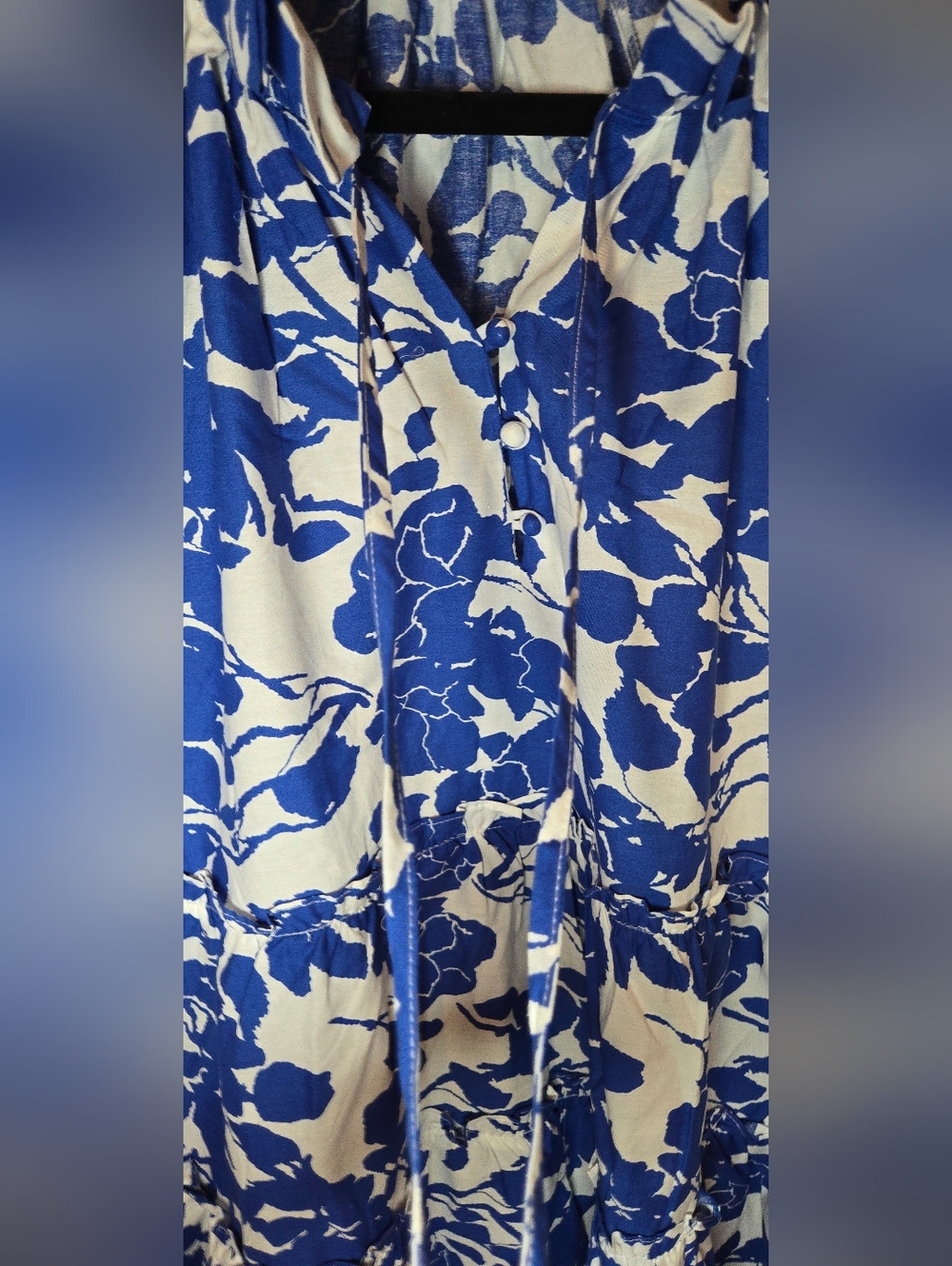 NWT Tuckernuck Hyacinth House Thea Blue Floral Short Sleeve Ruffled Mini Dress S - Picture 3 of 9